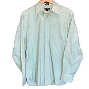 J. Crew Dress Shirt Long Sleeve Green Check Print 100's 2-Ply Cotton Men 15-15.5